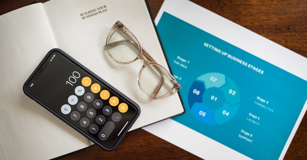 AI Sales Tools: A Complete Guide To Boost Sales Productivity In 2025 Open notebook, smartphone, and eyeglasses on a desk for business planning.